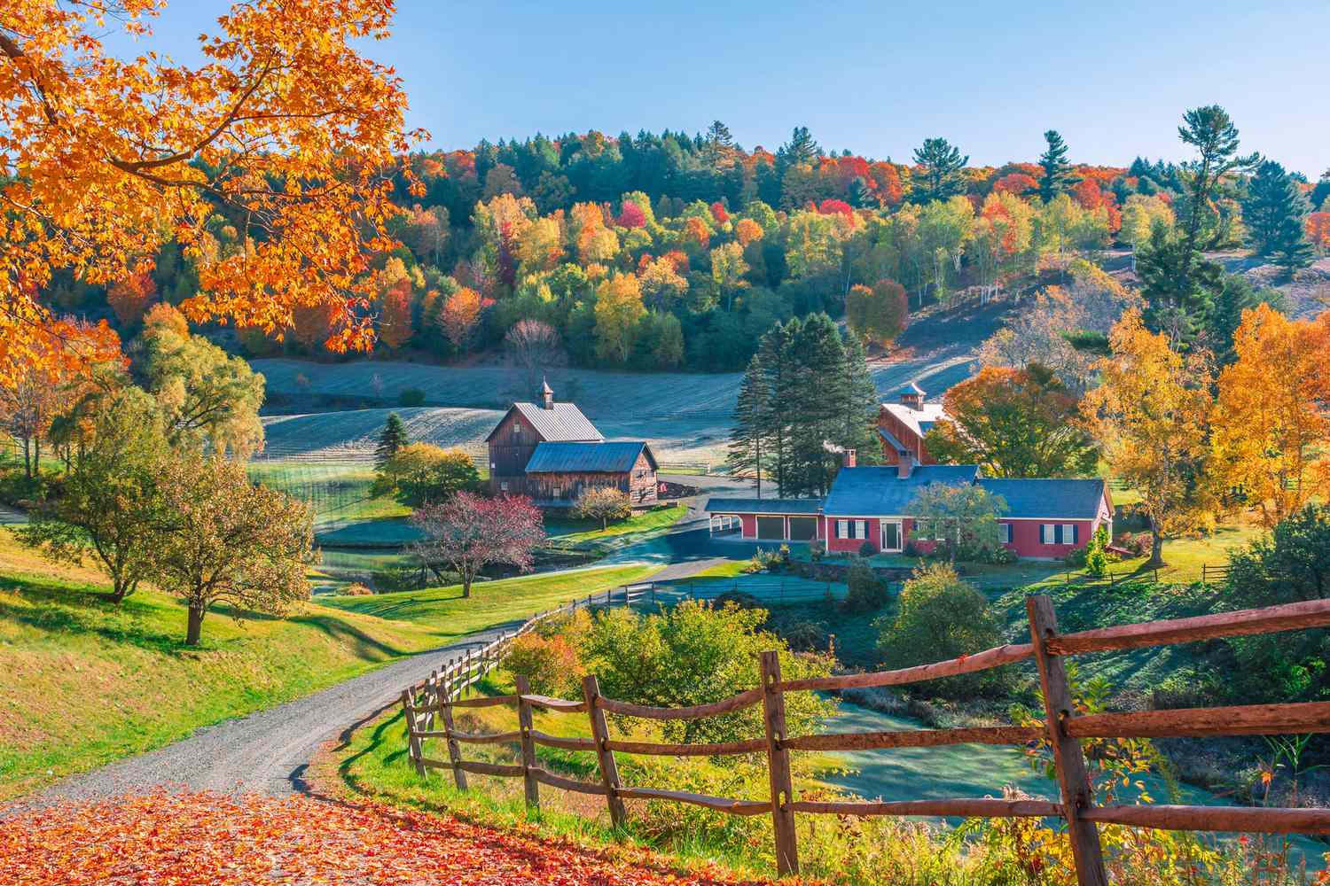 Vermont village and hills